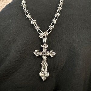 Elegant Silver Cross Pendant Necklace